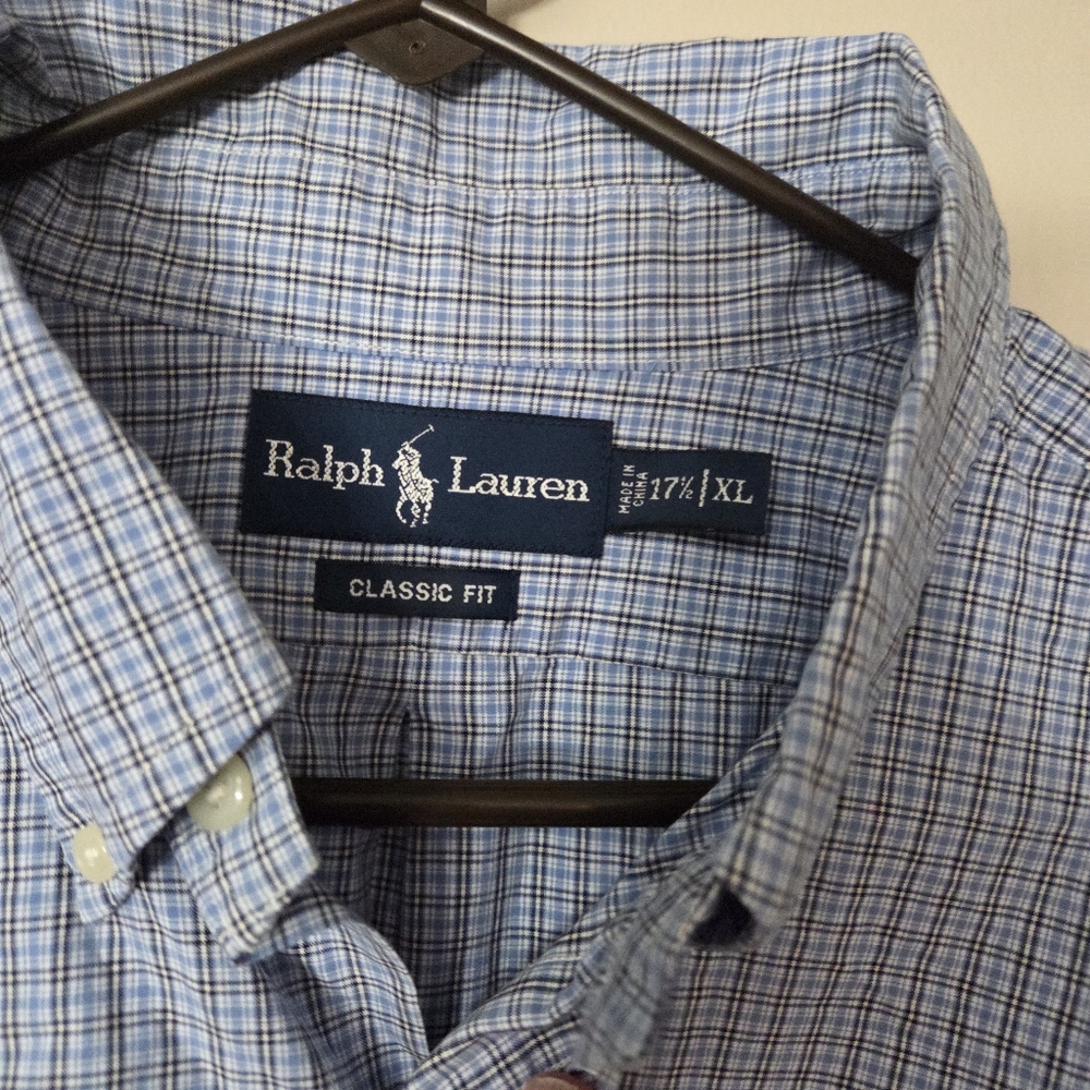 Ralph Lauren Light Blue Plaid Button Down Dress Shirt Logo - Picture 6 of 8